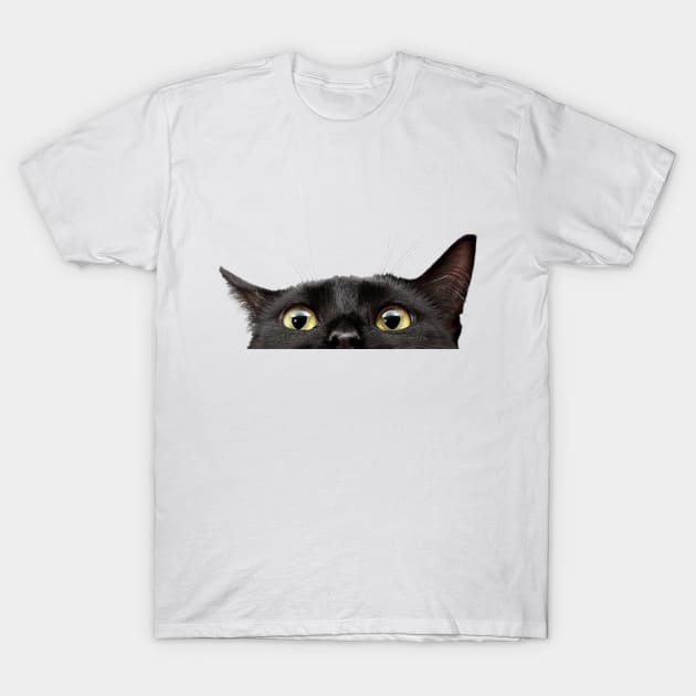 funny black cat hiding T-Shirt by LaRaf97